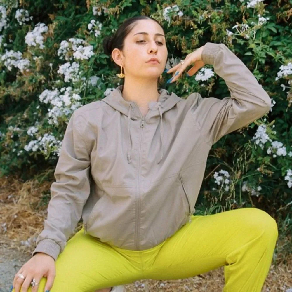 GIRLFRIEND COLLECTIVE Summit Track Jacket Limestone Tan Size Small